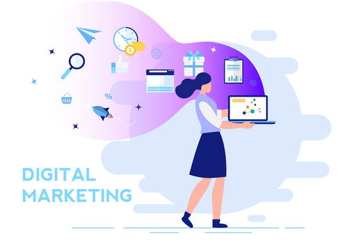 創(chuàng)意數(shù)字營銷女子插畫 賦能品牌，點(diǎn)亮數(shù)字文化新生態(tài)